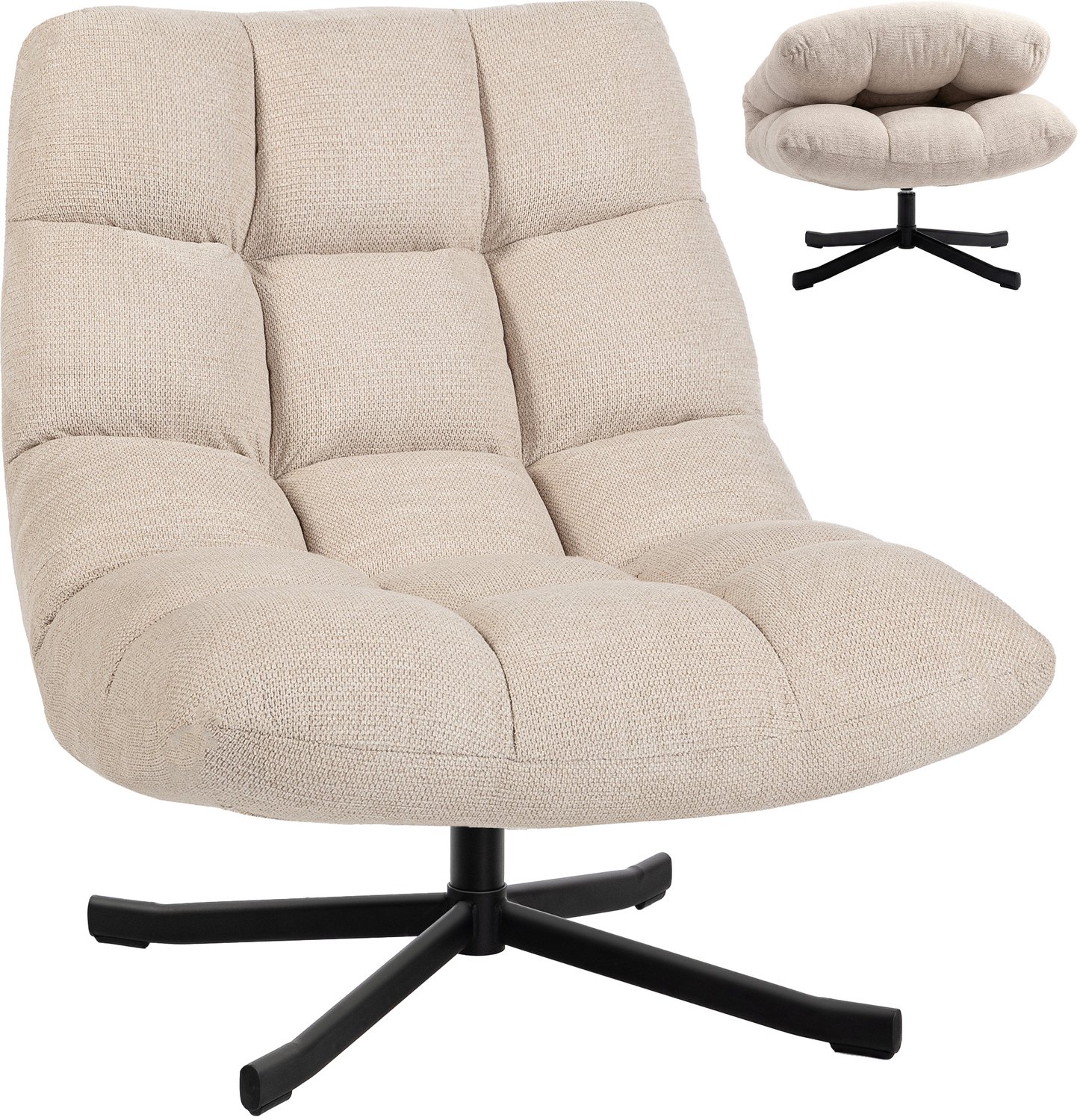 HOMCOM Accentstoel - Chenille (100% polyester) - 75x95x90cm - Crème