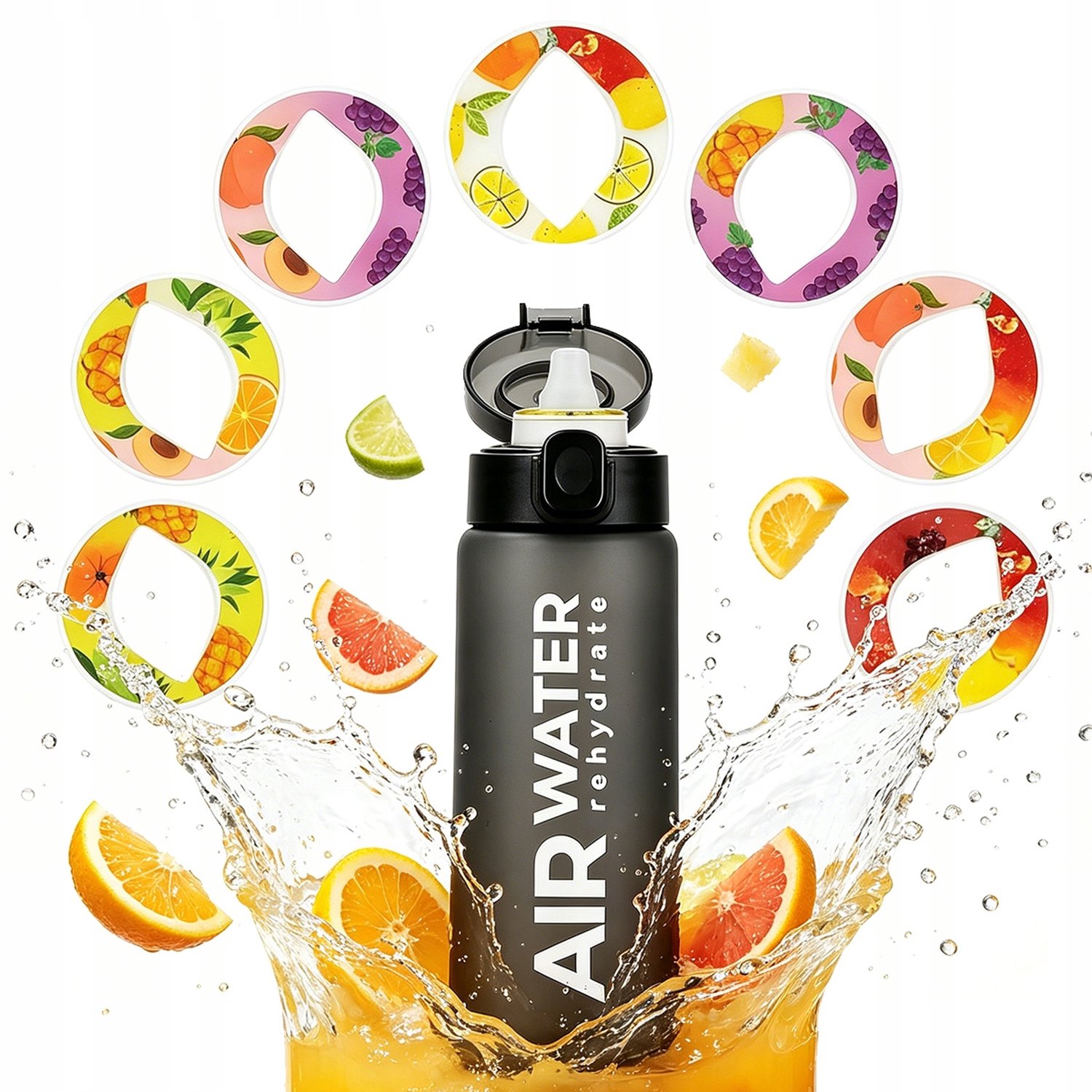 750ml Geur Fles - Mat Zwart - Inclusief 7 Smaakringen