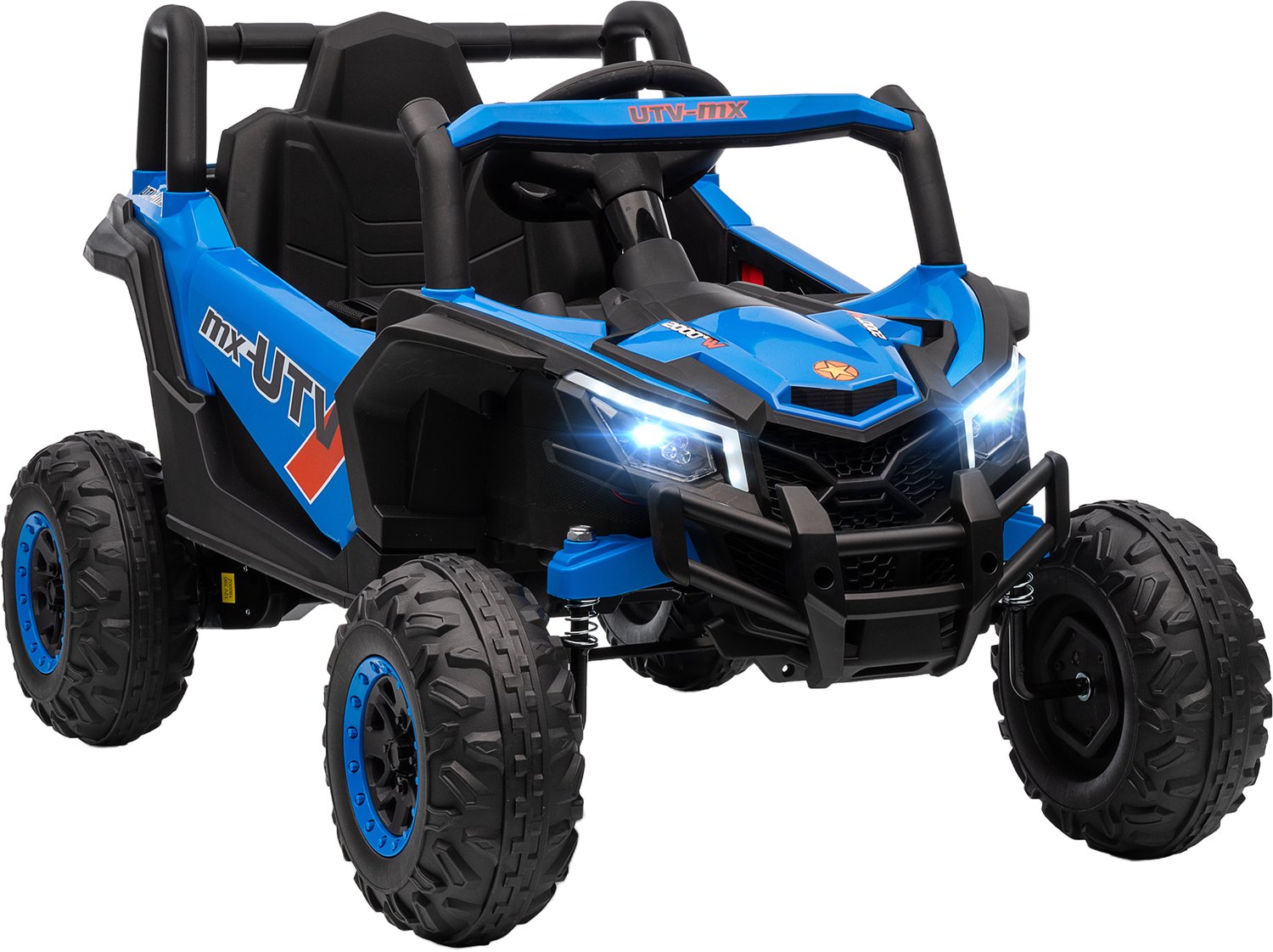 Playon Elektrische kinderauto - Met afstandsbediening en verlichting en muziek - Met vierwielvering - 96 x 61 x 56 cm - Blauw
