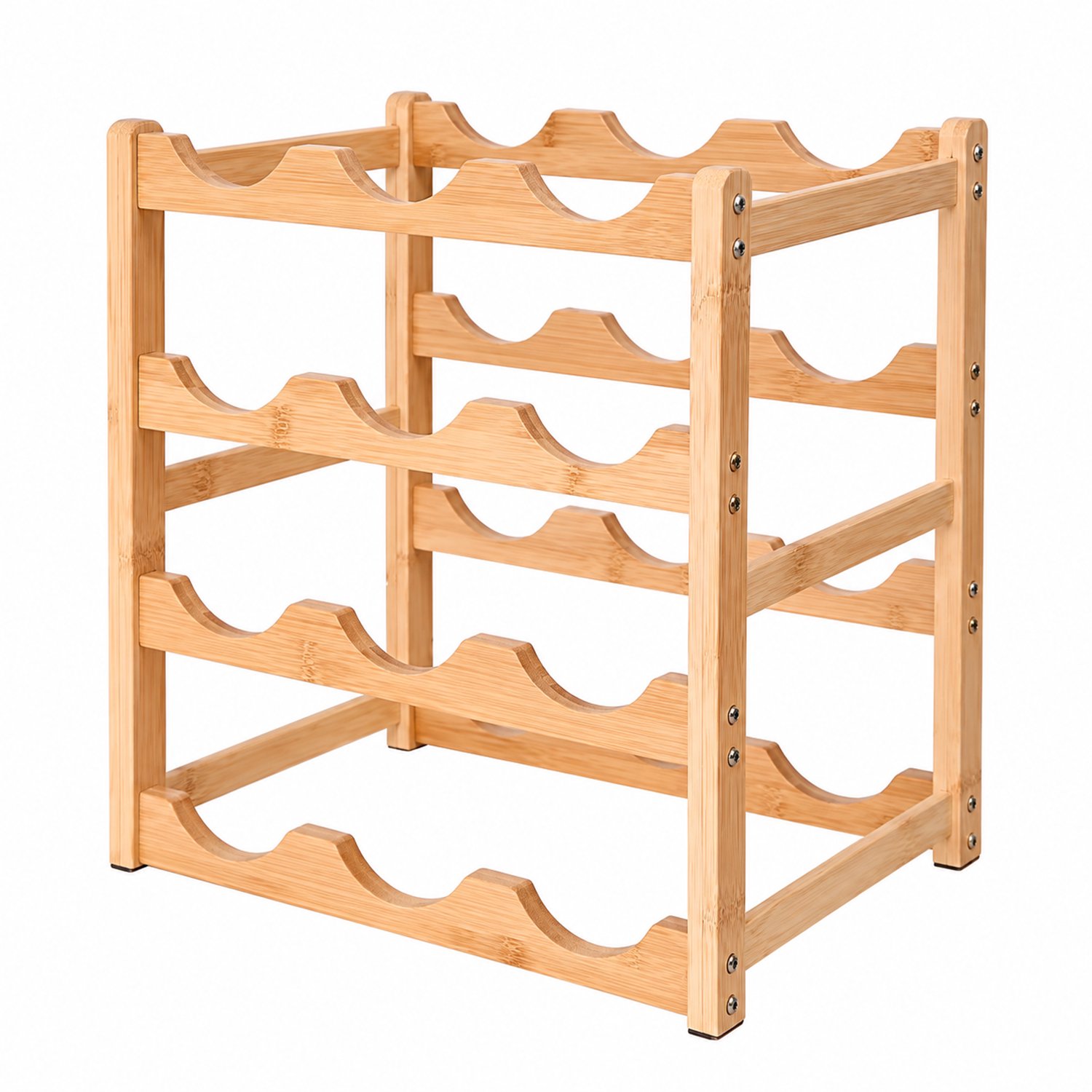 UrbanSelect Wijnrek - Flessenrek - 4-Laags - Tot 12 Flessen - Stabiele Horizontale Plaatsing - Glad Afgewerkte Randen - 33 × 23,5 × 35 cm