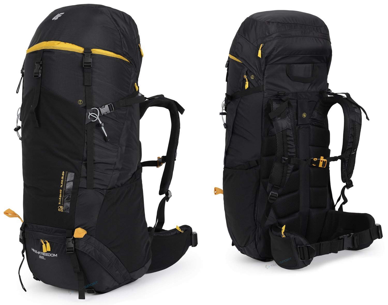 4F Hike Freedom 65L Trekking Rugzak met Regenhoes - Zwart