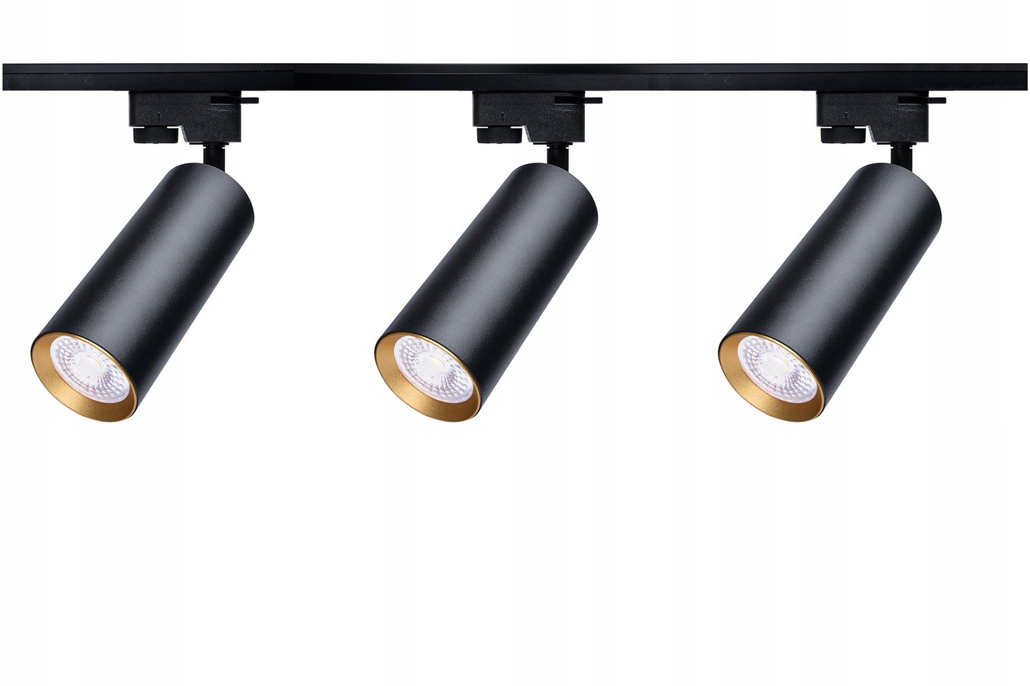 3x Zwarte Rail Spots met Gouden Ring, 1m Rail Systeem, GU10
