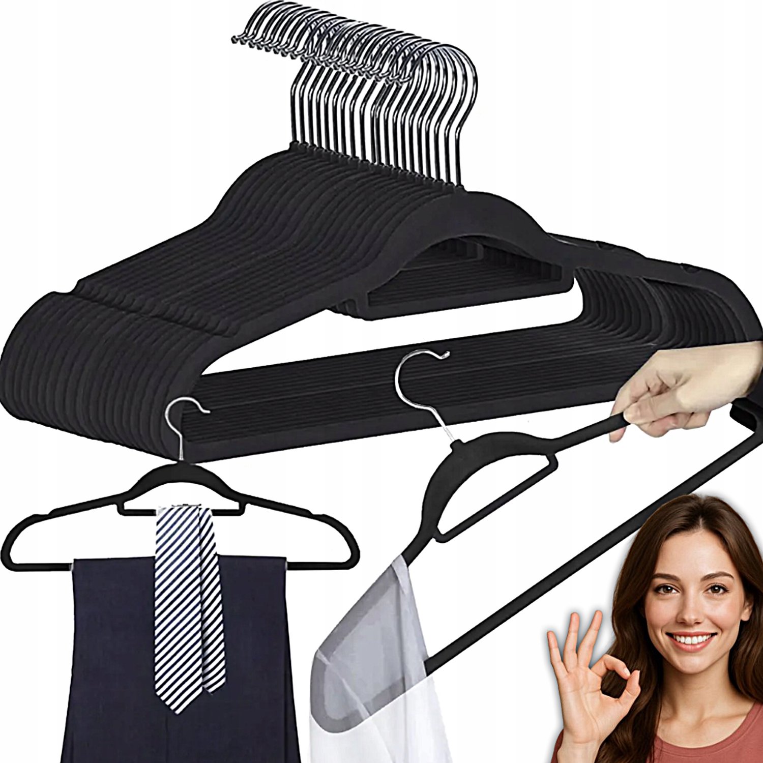 Zwart Kledinghanger Set - 10 Stuks - Antislip & 360° Haak