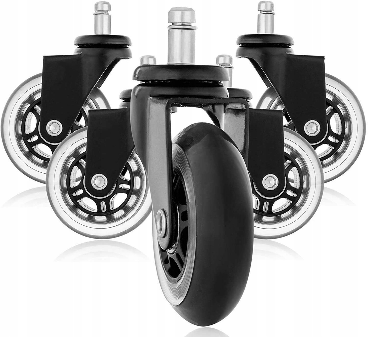 5x Glijdende Wielen voor Stoel 75mm - 11mm Pen - Zacht PU
