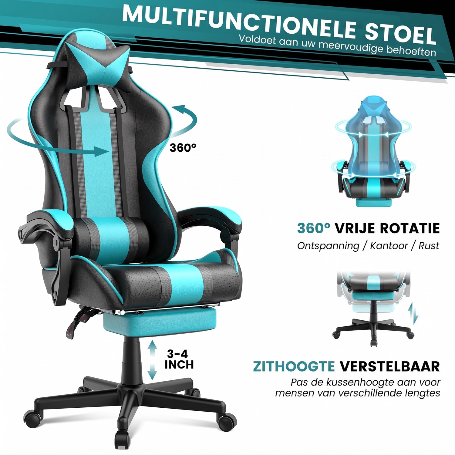 Arvioo gamestoel-miami-blauw-voetensteun-gekoppelde armsteunen-massage-verstelbaar
