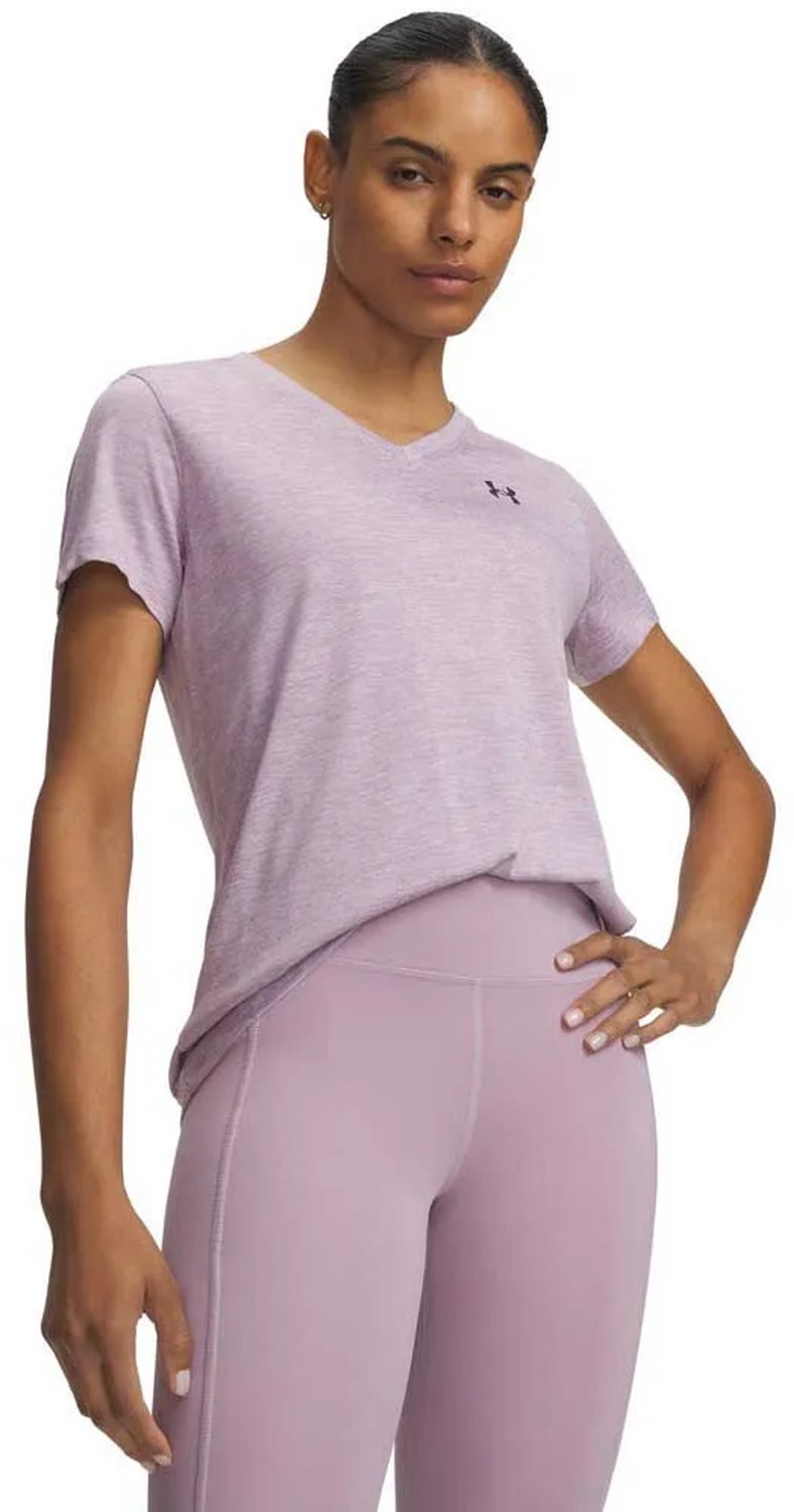 Under Armour Tech Twist V-neck T-shirt Met Korte Mouwen Roze M Vrouw