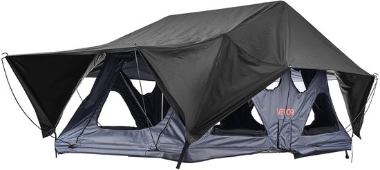 VEVOR Hard Shell Daktent voor 2-3 Personen, Opvouwbare Aluminium Kampeertent met Driekleurige LED-Verlichting, Dik Matras en 10 Ramen, Waterdicht en Winddicht, voor Jeep, SUV en Pick-Up — afbeelding 2