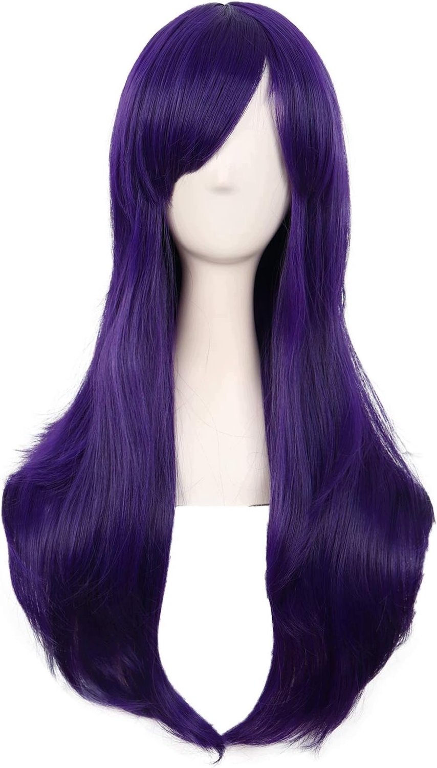 Lange Paarse Krullende Pruik met Pony - 70 cm - Cosplay & Feest
