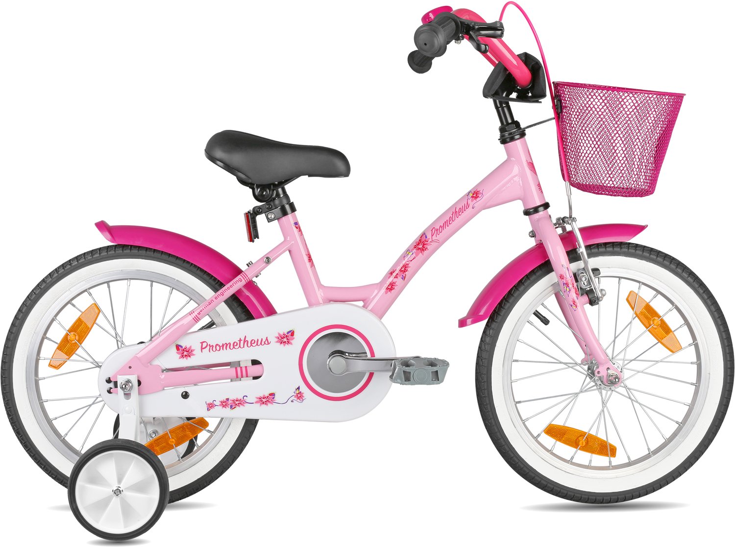 Meisjesfiets 16 inch - Vanaf 4-5 jaar - Zijwieltjes - Terugtraprem