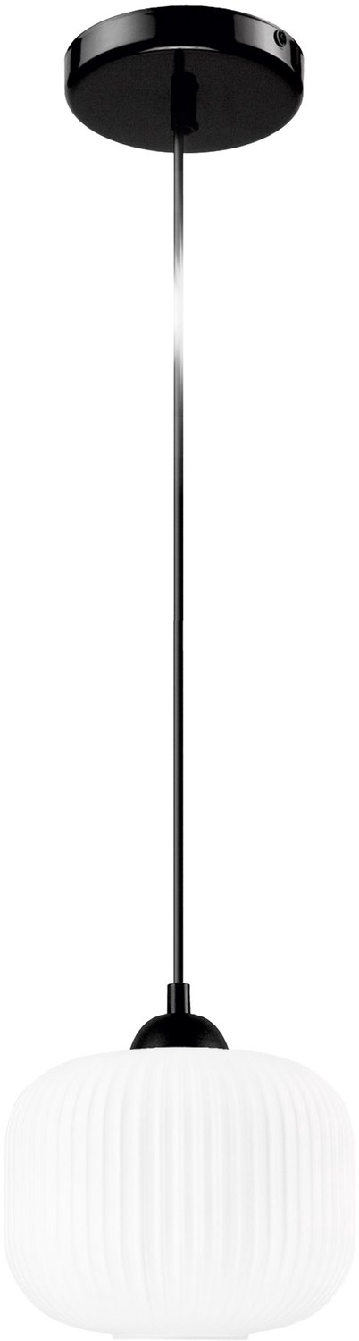 Hanglamp Lamkur Harma 53998 Zwart Wit Glazen Kap