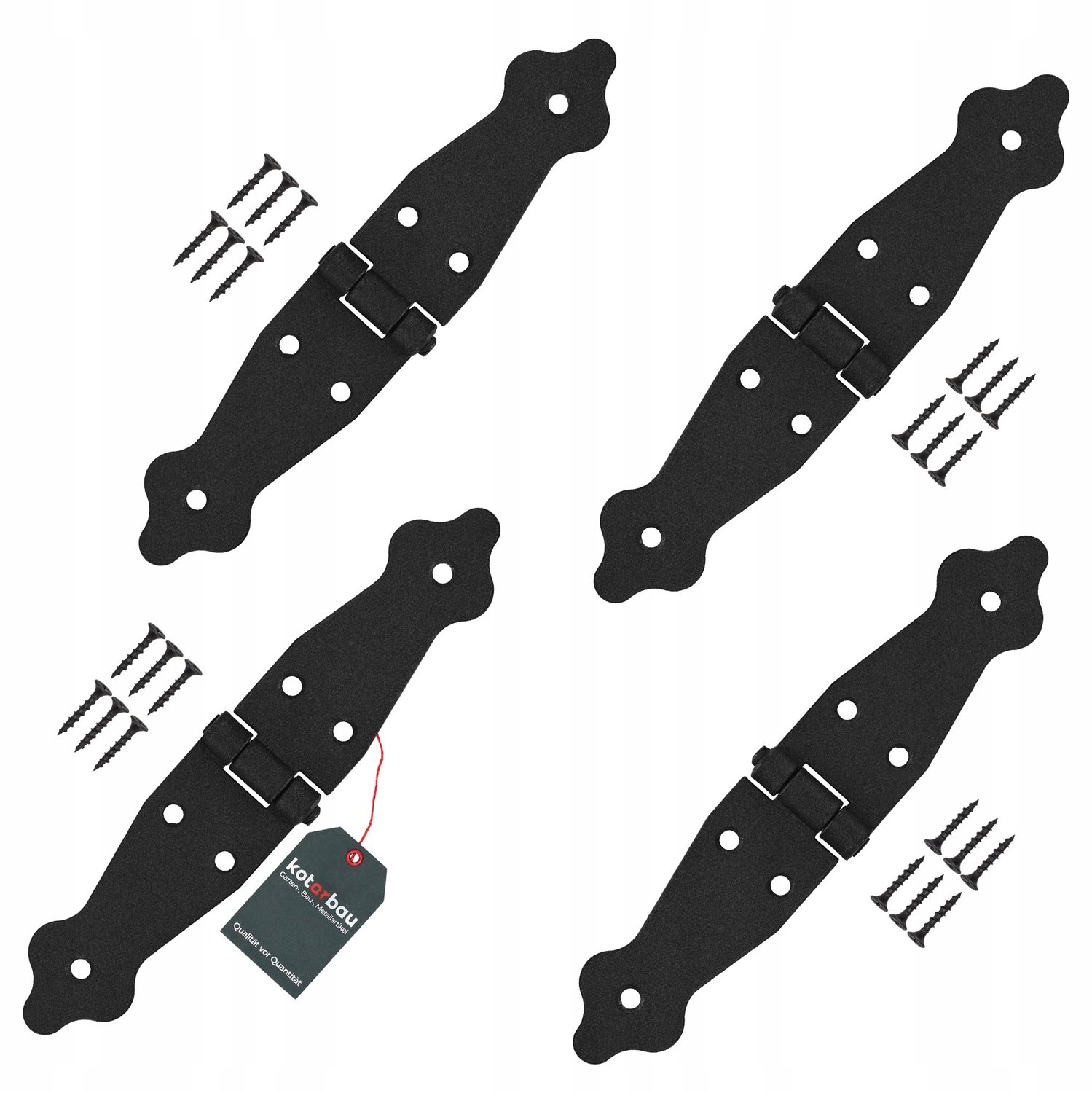 4x Zwarte Sierlijke Scharnieren voor Deuren, Poorten & Luiken 100x100x35mm