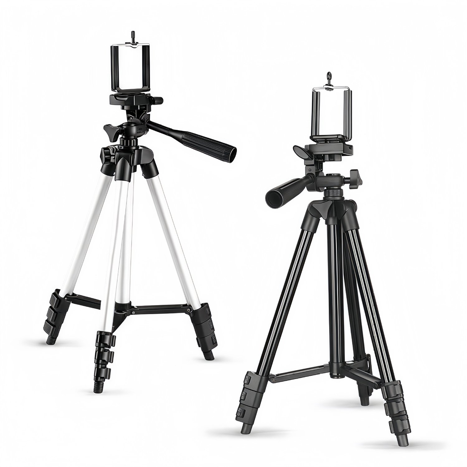 1 stuk - Vloer telefoonstatief met driepoot - Aluminiumlegering telefoonhouder voor fotografie en livestream - Zwart