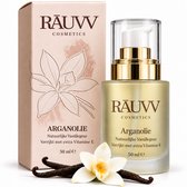 RĀUVV Arganolie 50ML - Vanillegeur en Extra Vitamine E - Biologisch - Koudgeperst - Voor gezicht, haar en lichaam - Huidolie - Haarolie - Haarverzorging - Krullend Haar - Met pompje