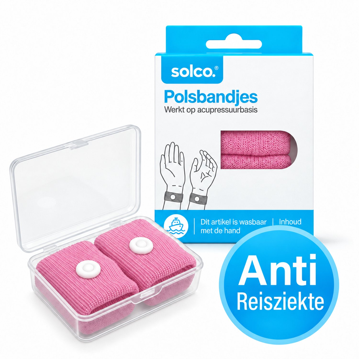 Anti Misselijkheid Bandjes 2 stuks - Zeeziekte - Reisziekte - Anti Wagenziekte - Polsbandje - Roze