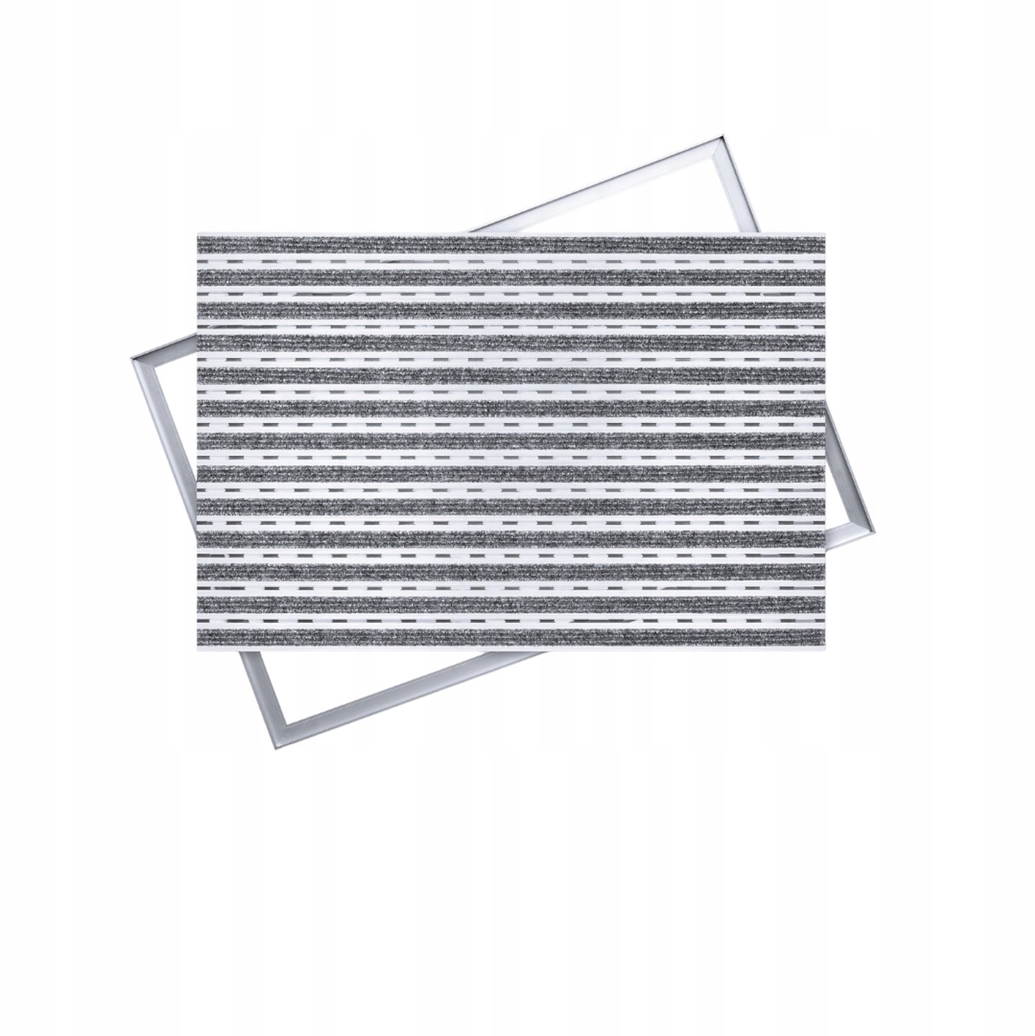 Grijze Ribstop Vloermat 80x60 cm met Aluminium Frame - 17mm