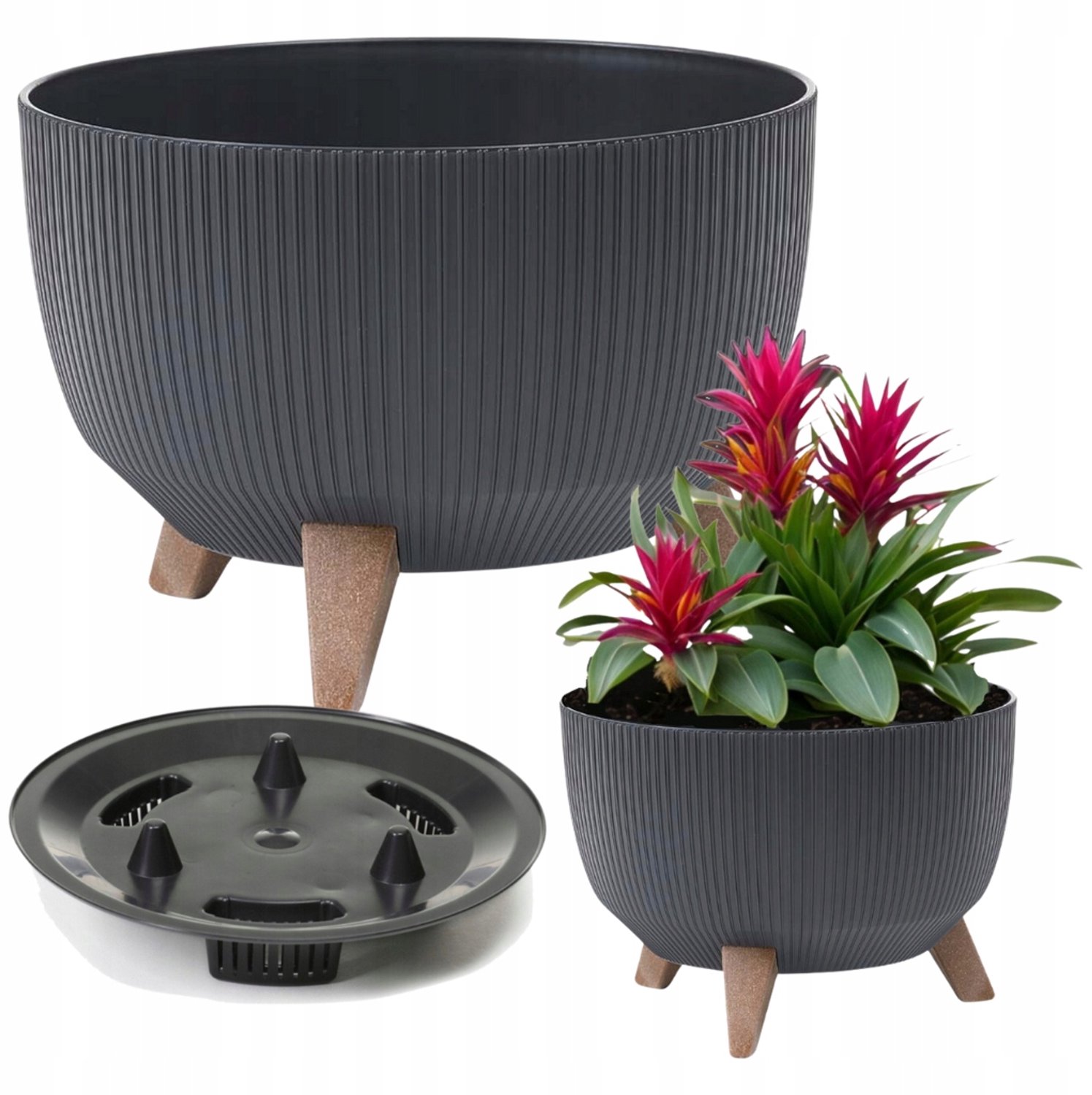 Merkloze Antraciet Ronde Plantenbak Roma Eco Recycled 47cm