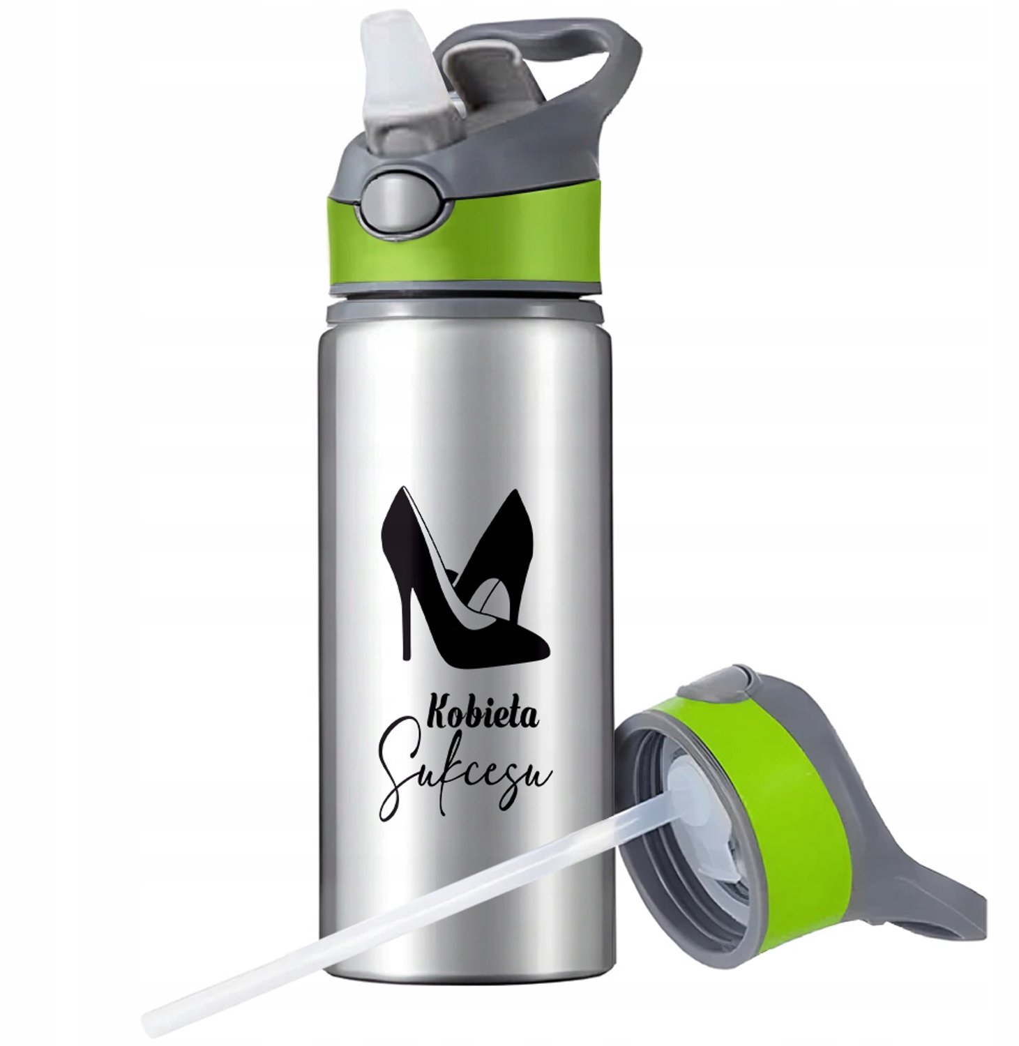 Aluminium Sport Bidon 650ml met Rietje en Handvat - Merkloos