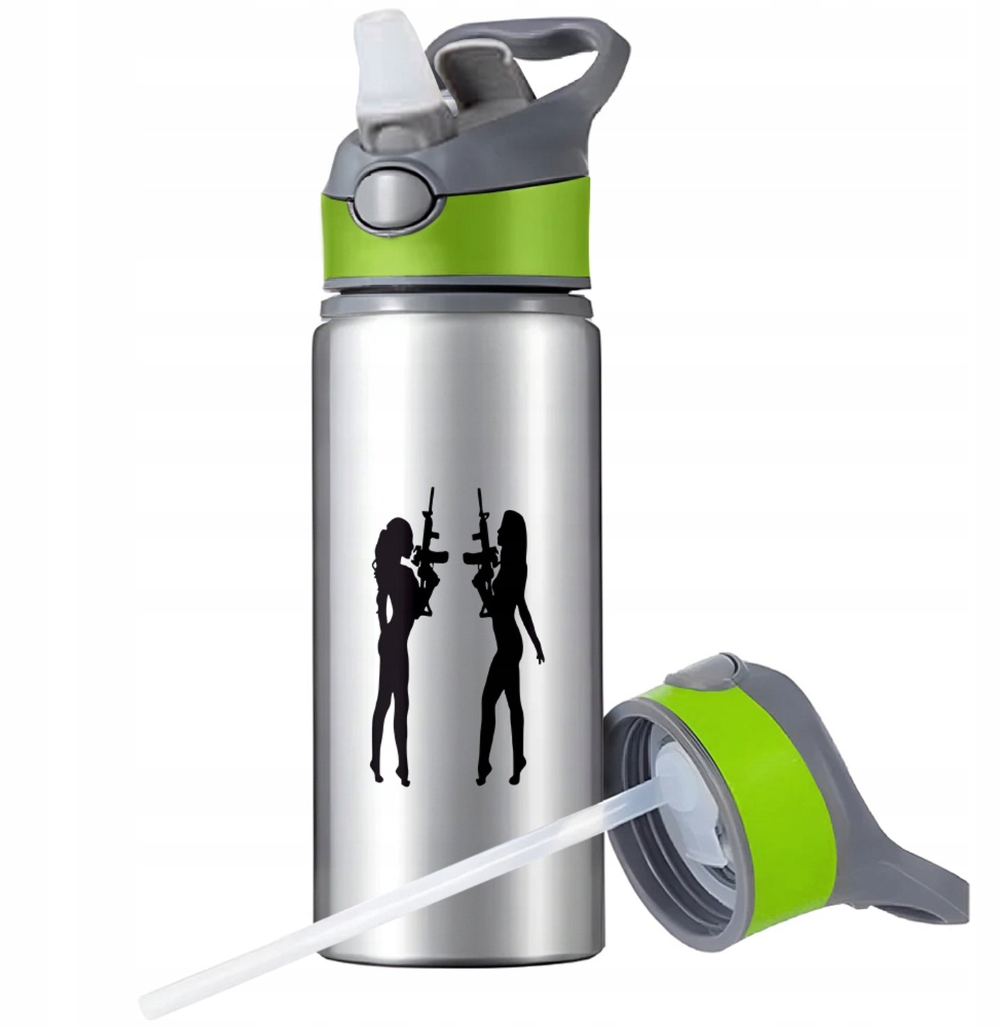 Aluminium Sport Bidon 650ml met Rietje en Handvat - Merkloos
