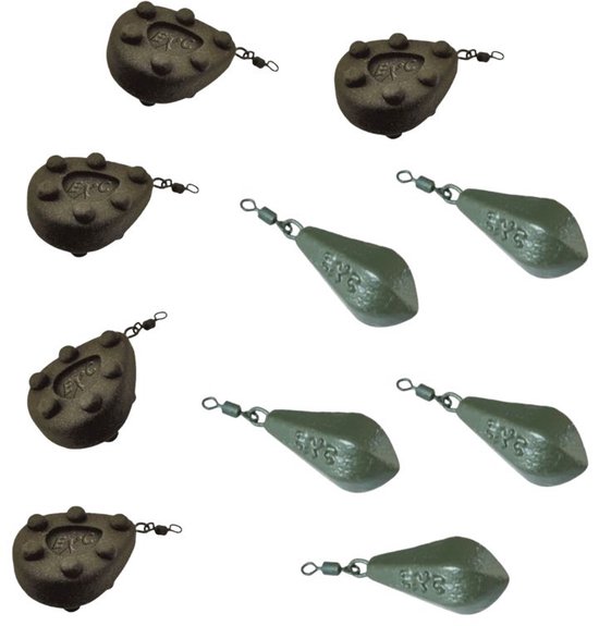 FC's Vislood assorti '60g' - 10 stuks - 5 Grip & 5 Distance Lead - Wartellood - 10 x 60g - Karper Lood - Werplood