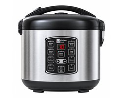 Rijstkoker met Stomer - 1.2L - Multicooker - Rice Cooker - Slowcooker - 2 tot 5 Personen - Zwart RVS - KitchenLove