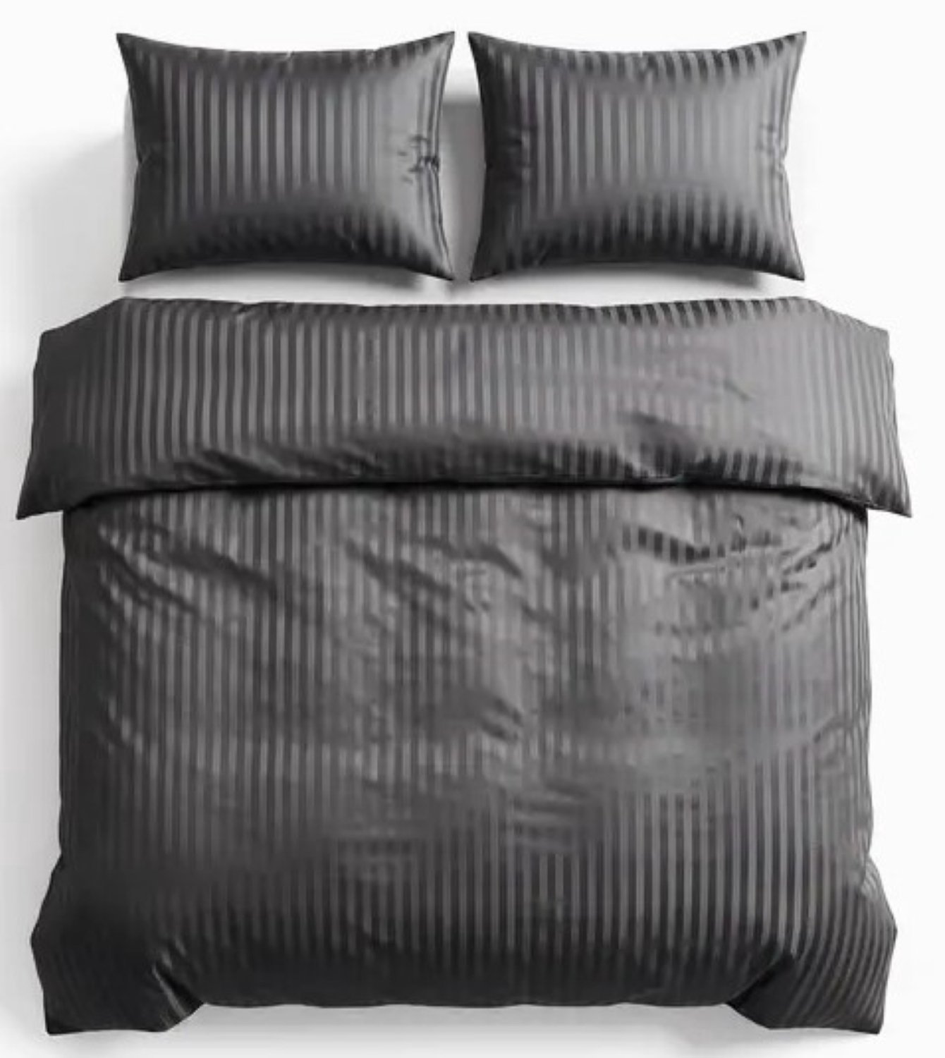 Sleeptime Lits-jumeaux dekbedovertrek (dekbed hoes) antraciet grijs / donkergrijs gestreept met fijne smalle strepen / banen 240 x 220 cm (rustig beddengoed voor jong en oud)