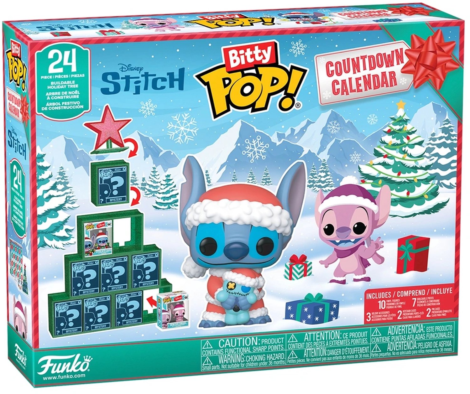 Funko Pop - Disney Stitch Adventskalender 2026 - 24 Verrassingen - Adventkalender Volwassenen en Kinderen - Aftelkalender - Geschenkdoos - Geschenkset Vrouwen Mannen - Cadeaudoos - Lilo en Stitch - Giftset Kind - Bitty Pop - Speelgoed vanaf 3 Jaar