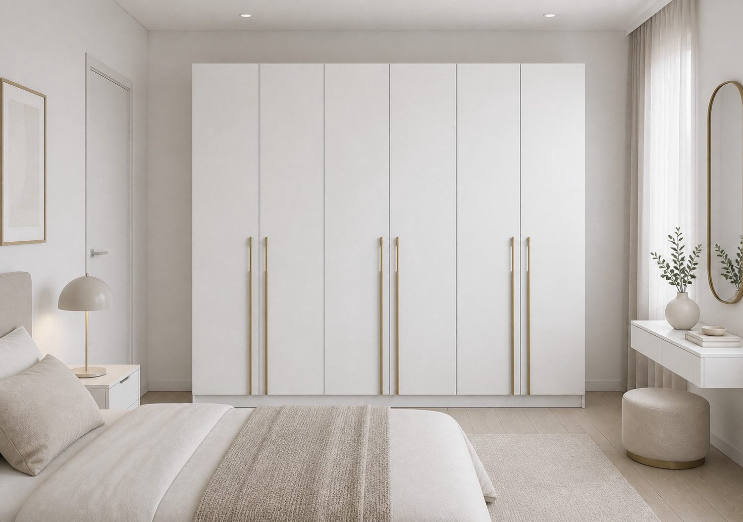 AJE Meubles B.V. Draaideurkast Glamy 6D - Wit, Moderne 6-deurs kledingkast met veel opbergruimte, legplanken – ideaal voor slaapkamer, dressing of jeugd kamer, kast garderobe draaideurkast