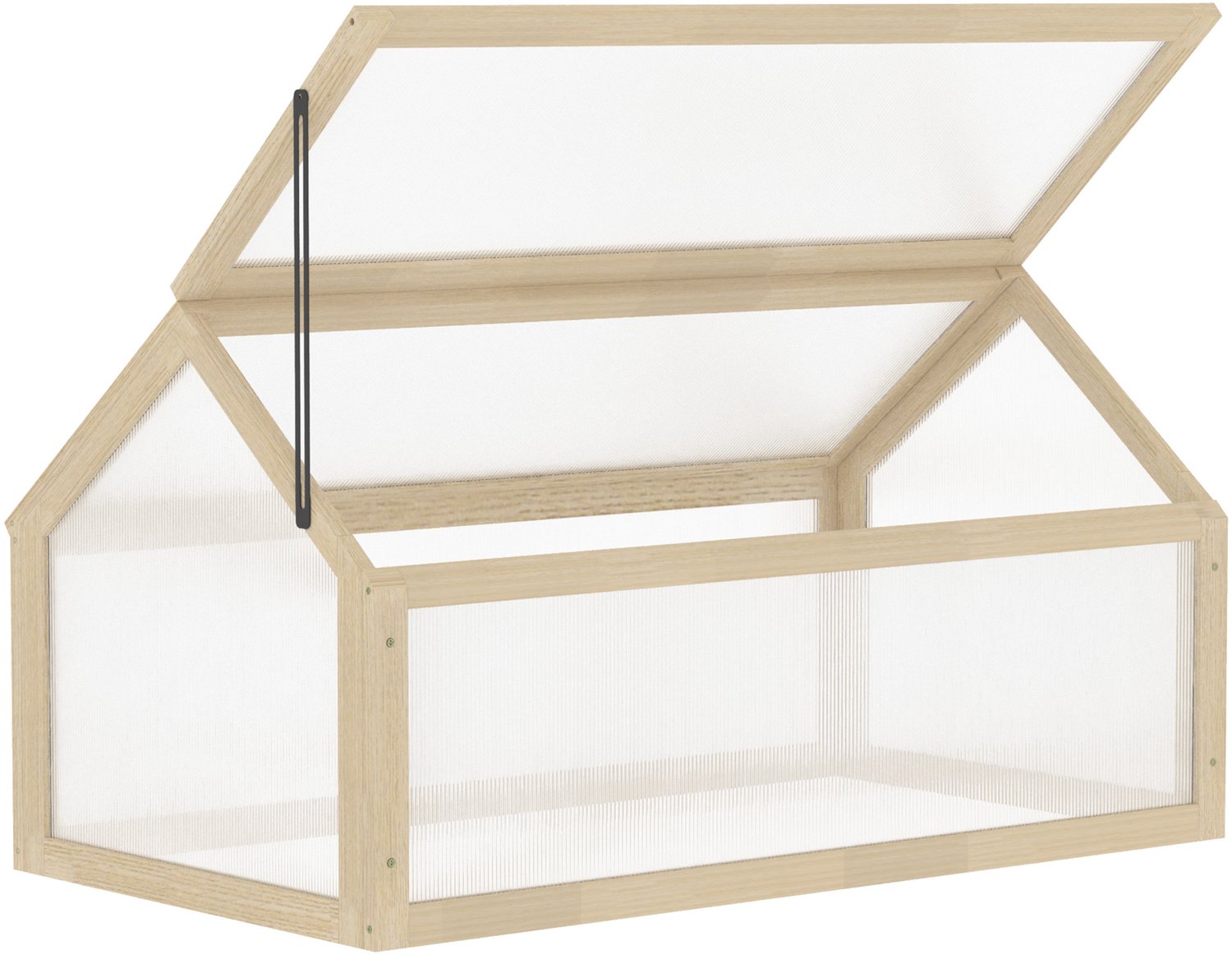 Sunona Kweekkas - Met verstelbare dakopening - Van massief hout en polycarbonaat - 90 x 52 x 49,5 cm - Natuur