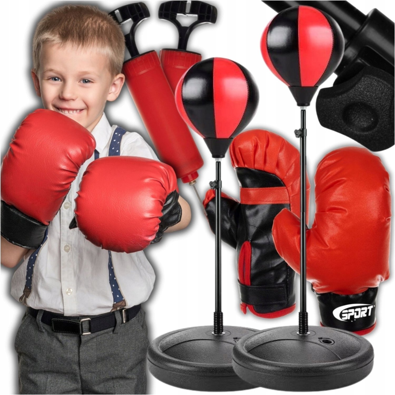 Kinder Bokszak Set met Handschoenen en Pomp, 70-104cm