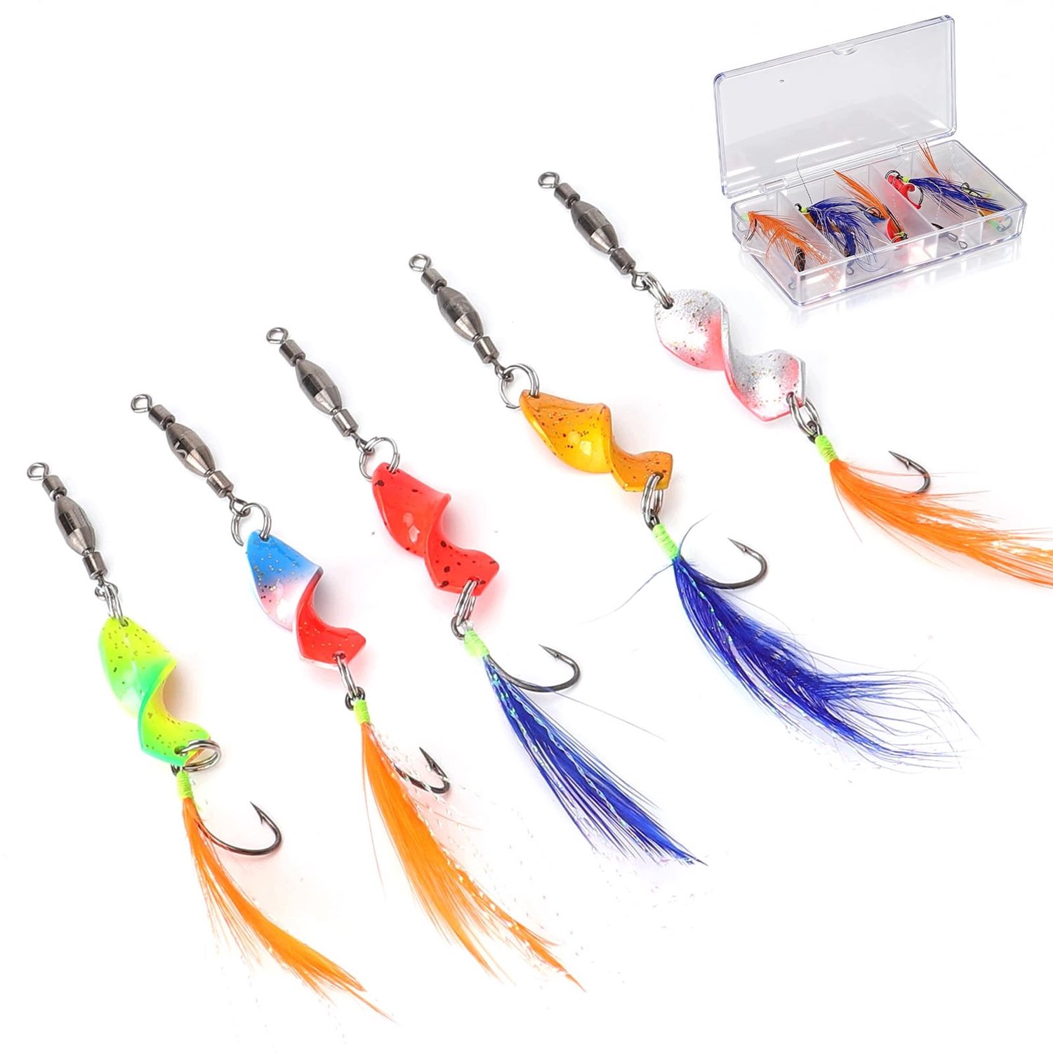 Set van 5 stuks 3g draaiende lepels voor forel, veelkleurig