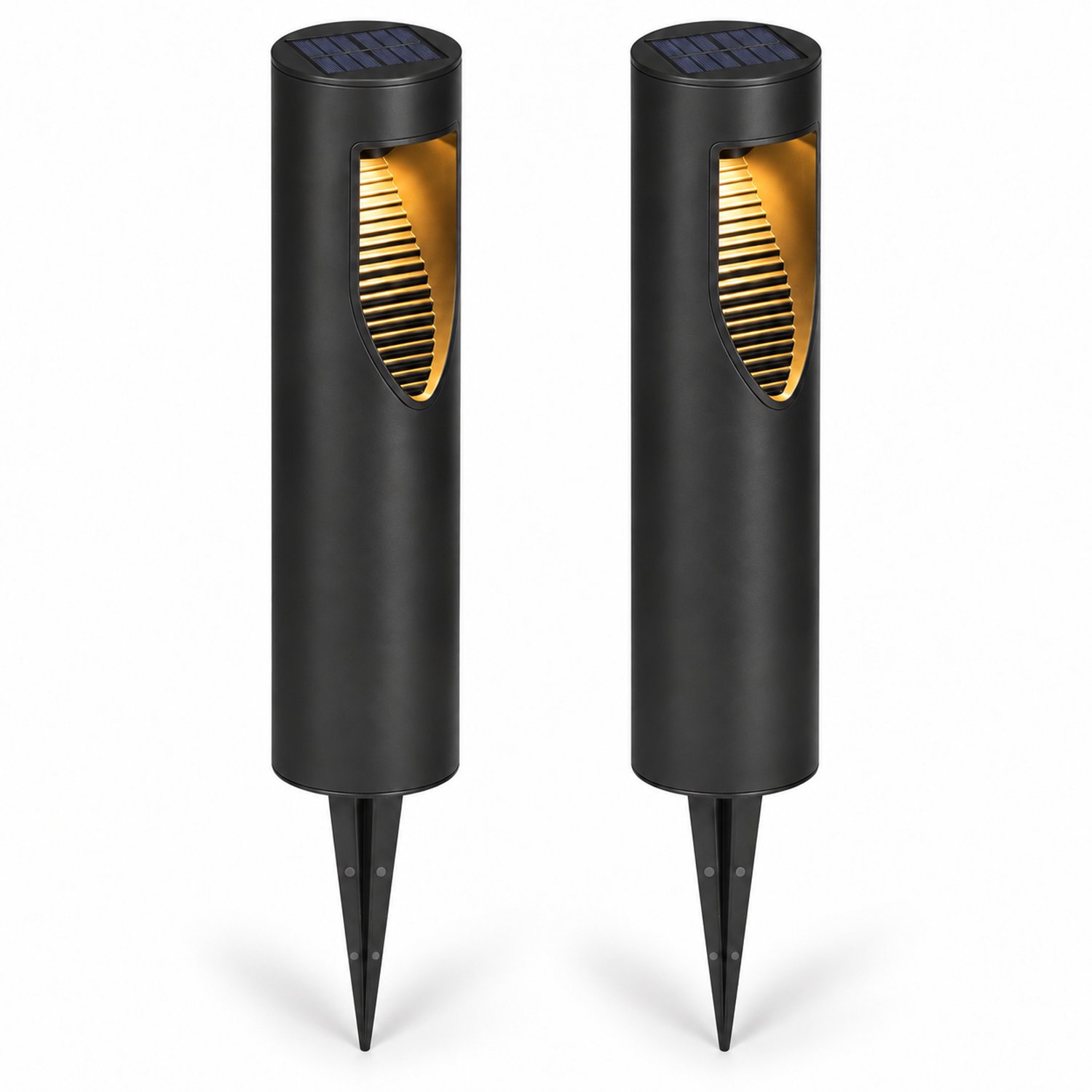 Solar Tuinlampen - 2 Stuks - Modern - 45 cm - Zwart - Warm Wit
