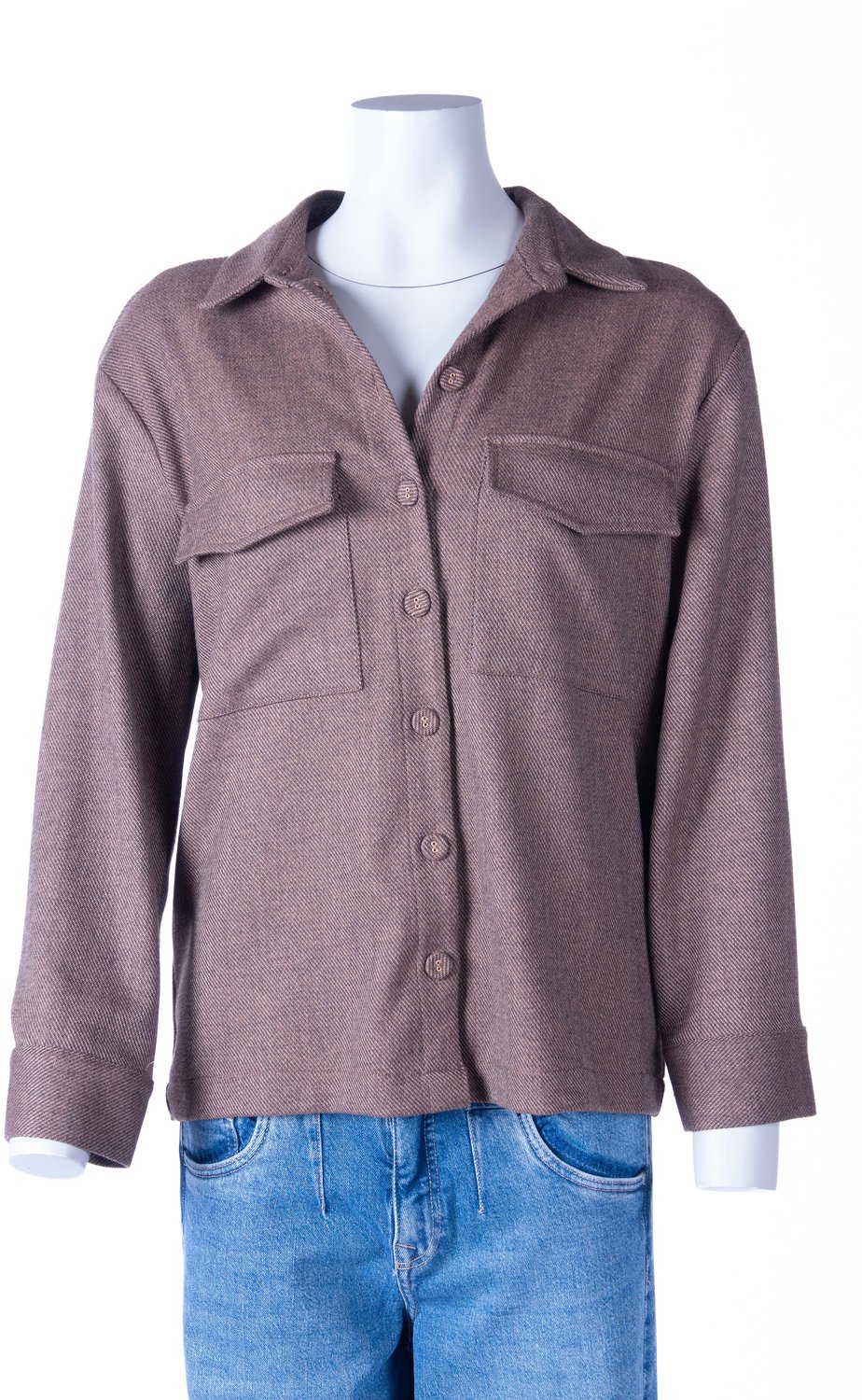Kocca overshirt bruin in twill met borstzakken voor dames - S (36)