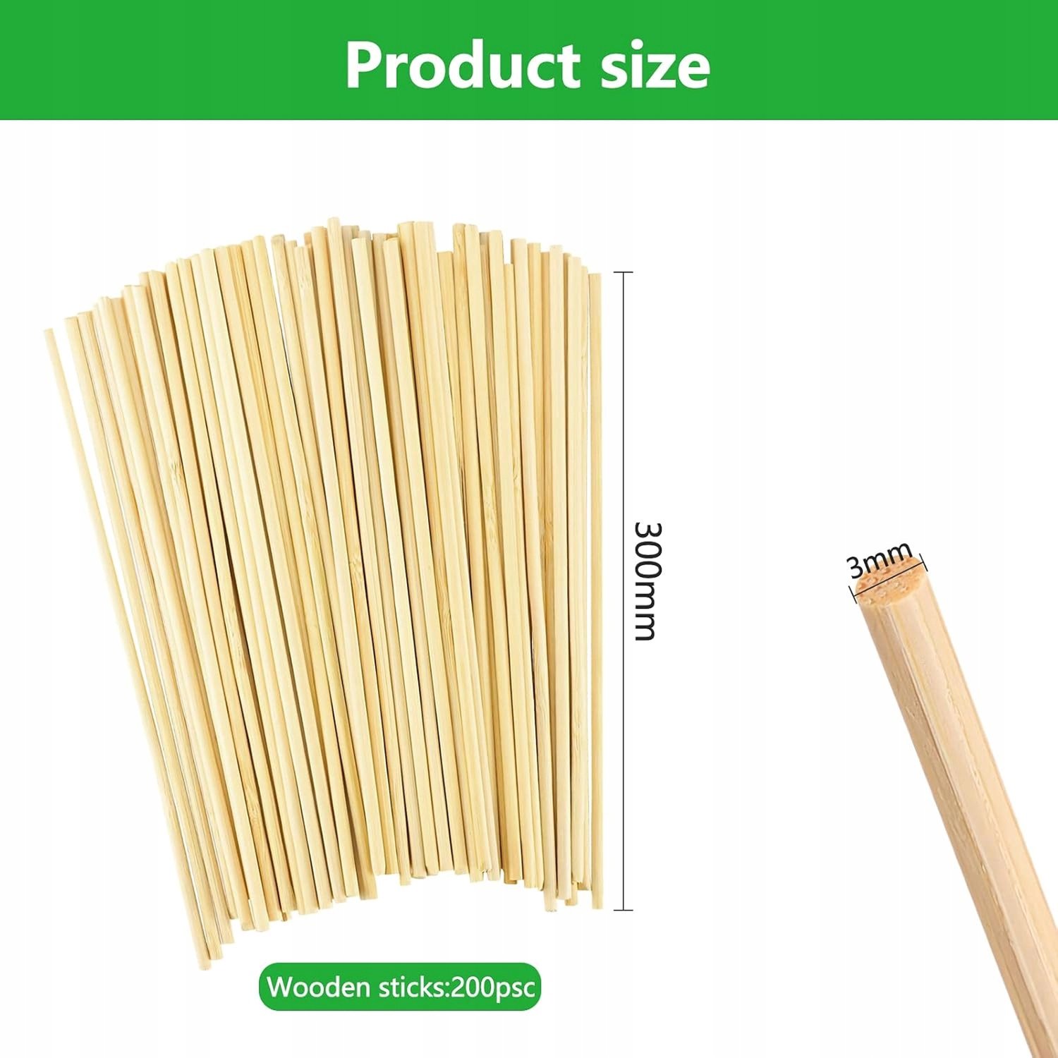 200 Bamboe Stokjes 300x3mm - Natuurlijk & Veelzijdig voor Knutselen & Koken