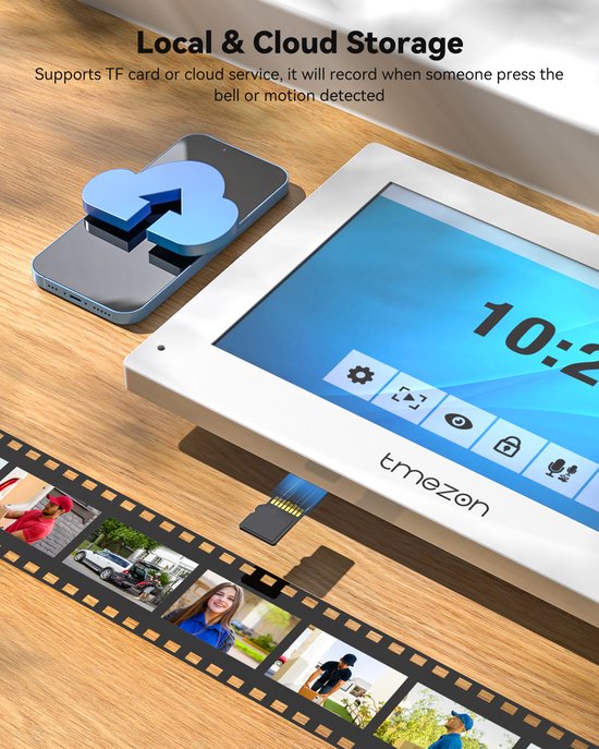 Video Deurbel 7 Inch - 1080P Bedraad - Touchscreen Monitor - Wifi Verbinding - Voor Thuis En Kantoor — afbeelding 5
