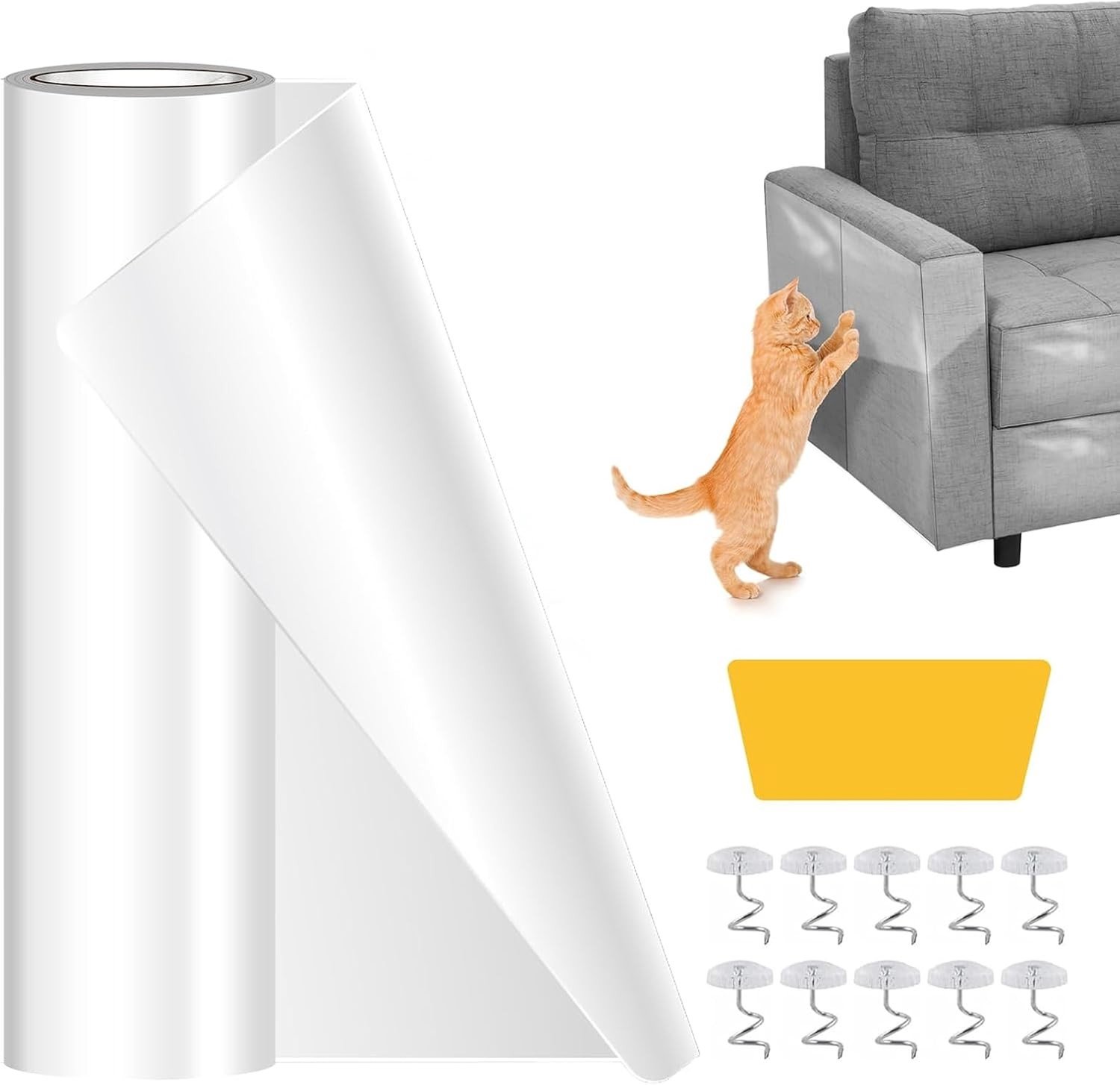 Transparante Krabbescherming Film voor Muren en Meubels, 5 m x 20 cm, Inclusief Scraper en 10 Pennen, Ideaal voor Katten en Honden