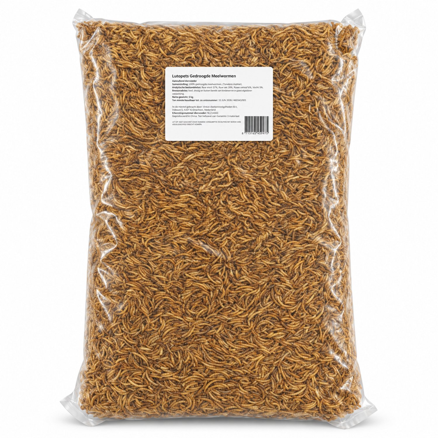 Lutopets Meelwormen Gedroogd - 5 kg (30 liter) - Buitenvogelvoer voor Tuinvogels - Eiwitrijk Insectenvoer - Ook voor Vijvervissen