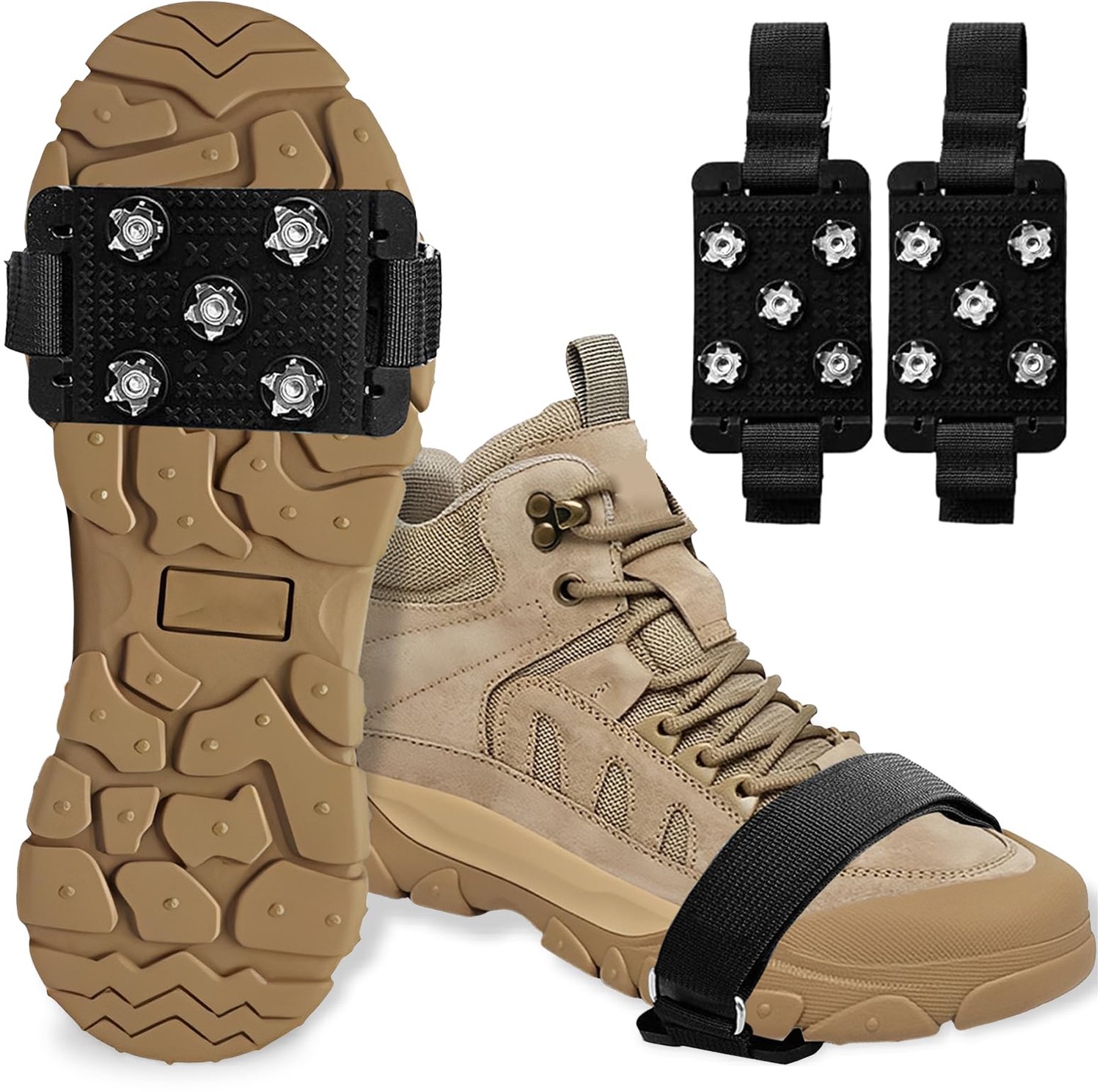 Famanu - Anti-slip schoenspikes - Voorkom uitglijden op ijs en sneeuw - Lichtgewicht en stevig - Zwart 1 stuk