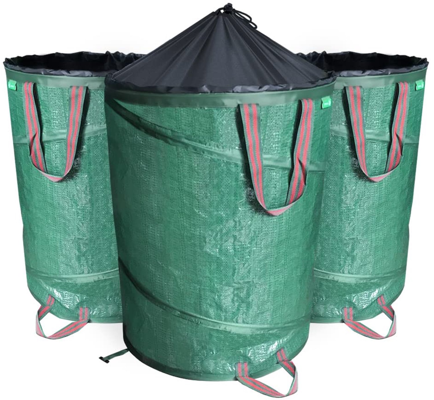 Famanu - Pop-up tuinzakken - Opruimen van tuinafval - Robuust en opvouwbaar - Groen 3 stuks