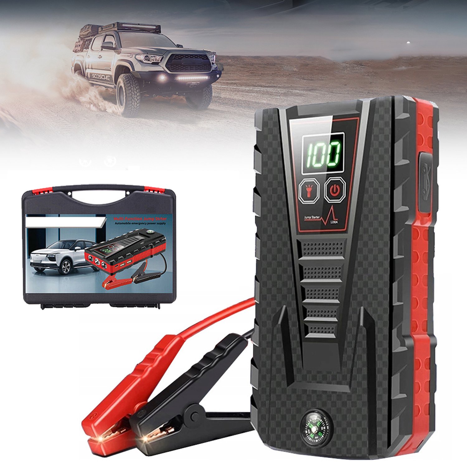 30000mAh Startbooster Voor Autoaccu's - Draagbare Starthulp Voor Autoaccu's - Jumpstarter-Powerbank - Autostarter