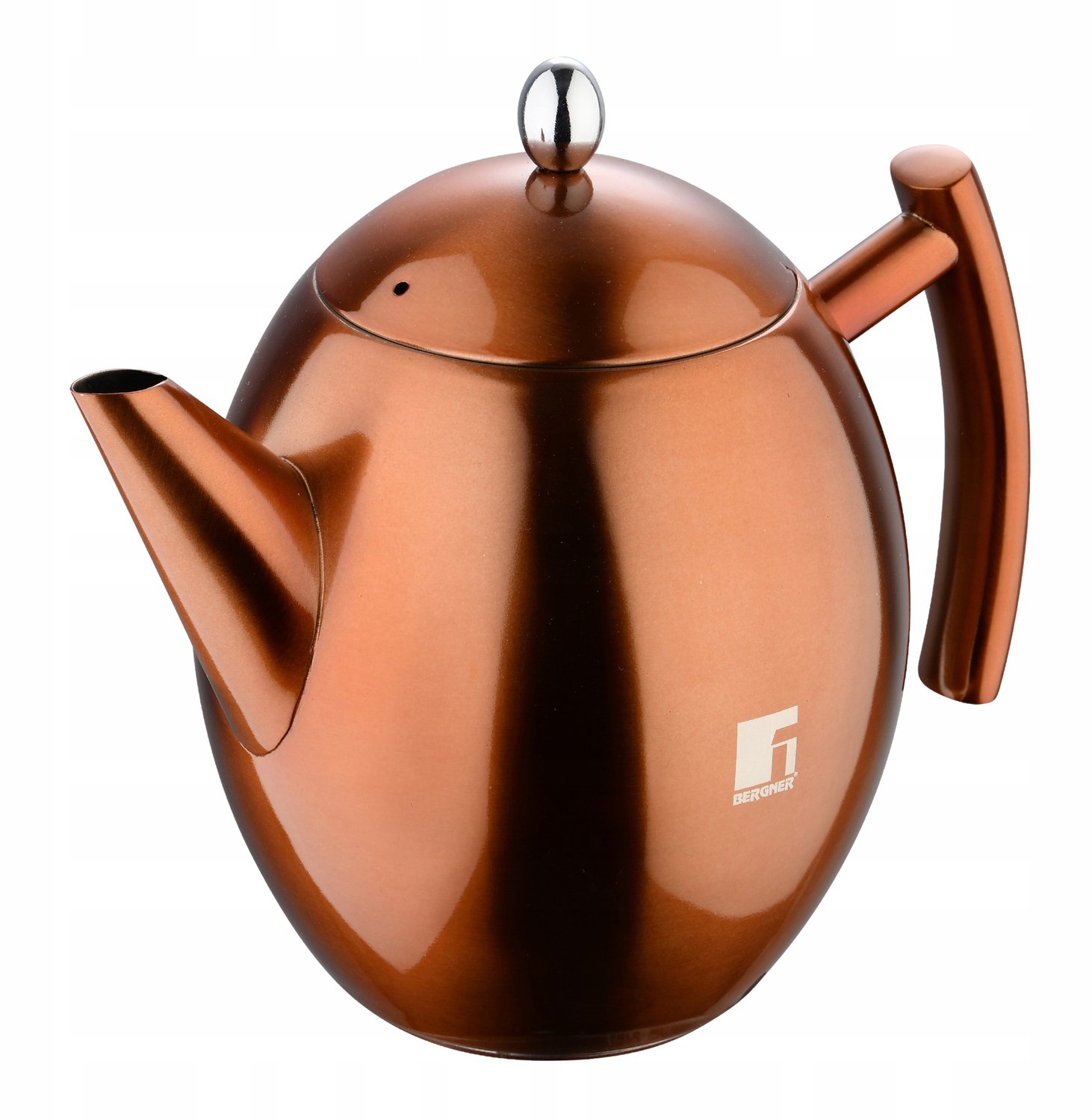 Bergner Copper theepot met infuser, 1.75L, roestvrij staal, oranje
