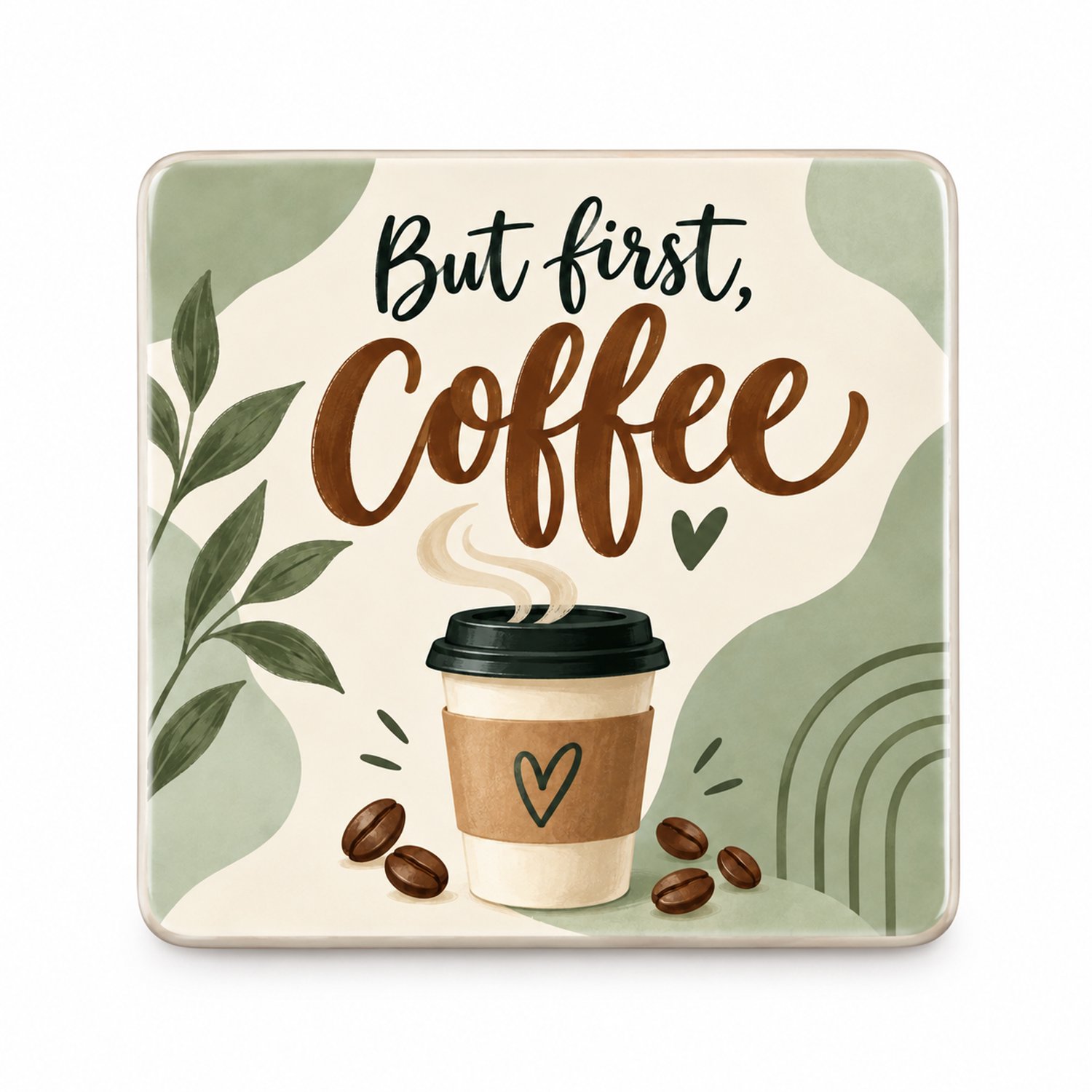 But First, Coffee MDF onderzetter 10x10cm – Cadeau voor koffieliefhebber
