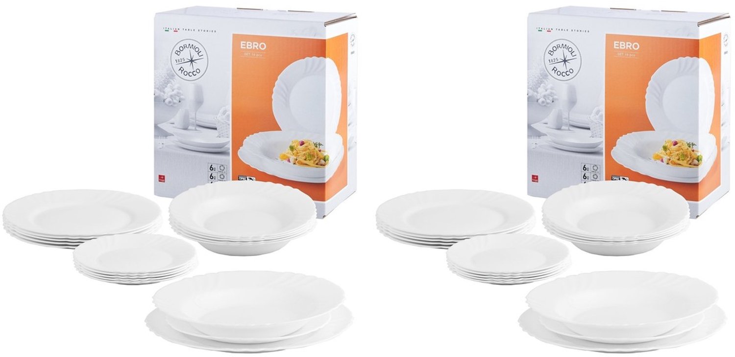 Bormioli Rocco Ebro 36-delig servies voor 12 personen, gehard glas