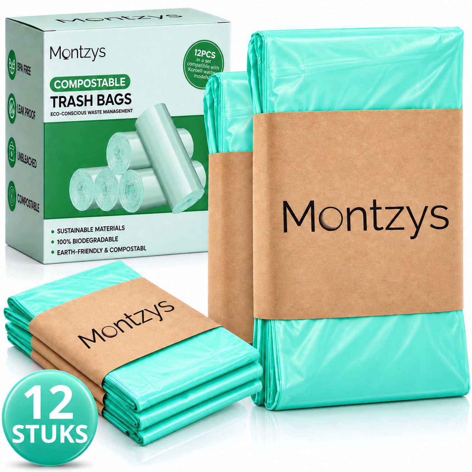 Montzys® Luieremmer Navulling Geschikt voor Korbell 15 & 16 Liter - 12 Stuks - Luieremmernavullingen - Zakken voor Luiers