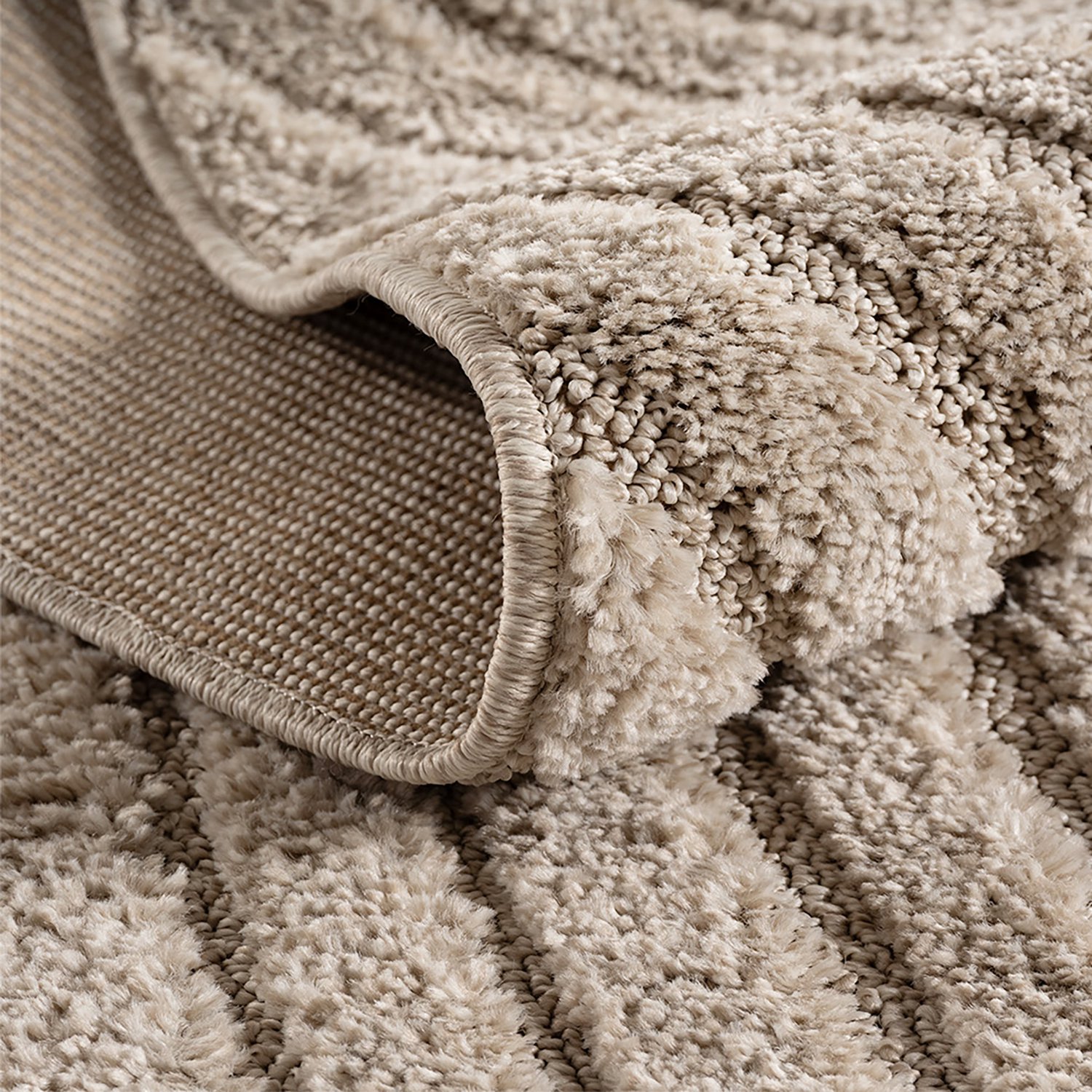 Moonay Kiyaro Arco Vloerkleed Beige 280 x 370 cm - Japandi Scandinavisch - Lijnen en Bogen - Hoog- en Laagpolig 3D