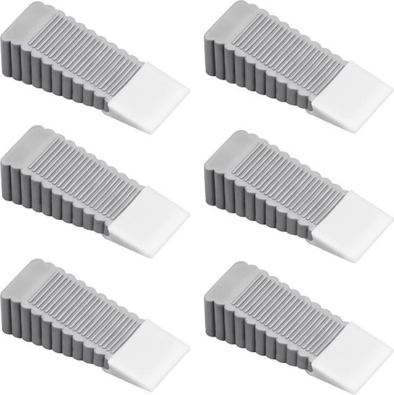 6x antislip deurwiggen - Rubber - Deurstoppers voor vloer, tegels en parket - Grijs