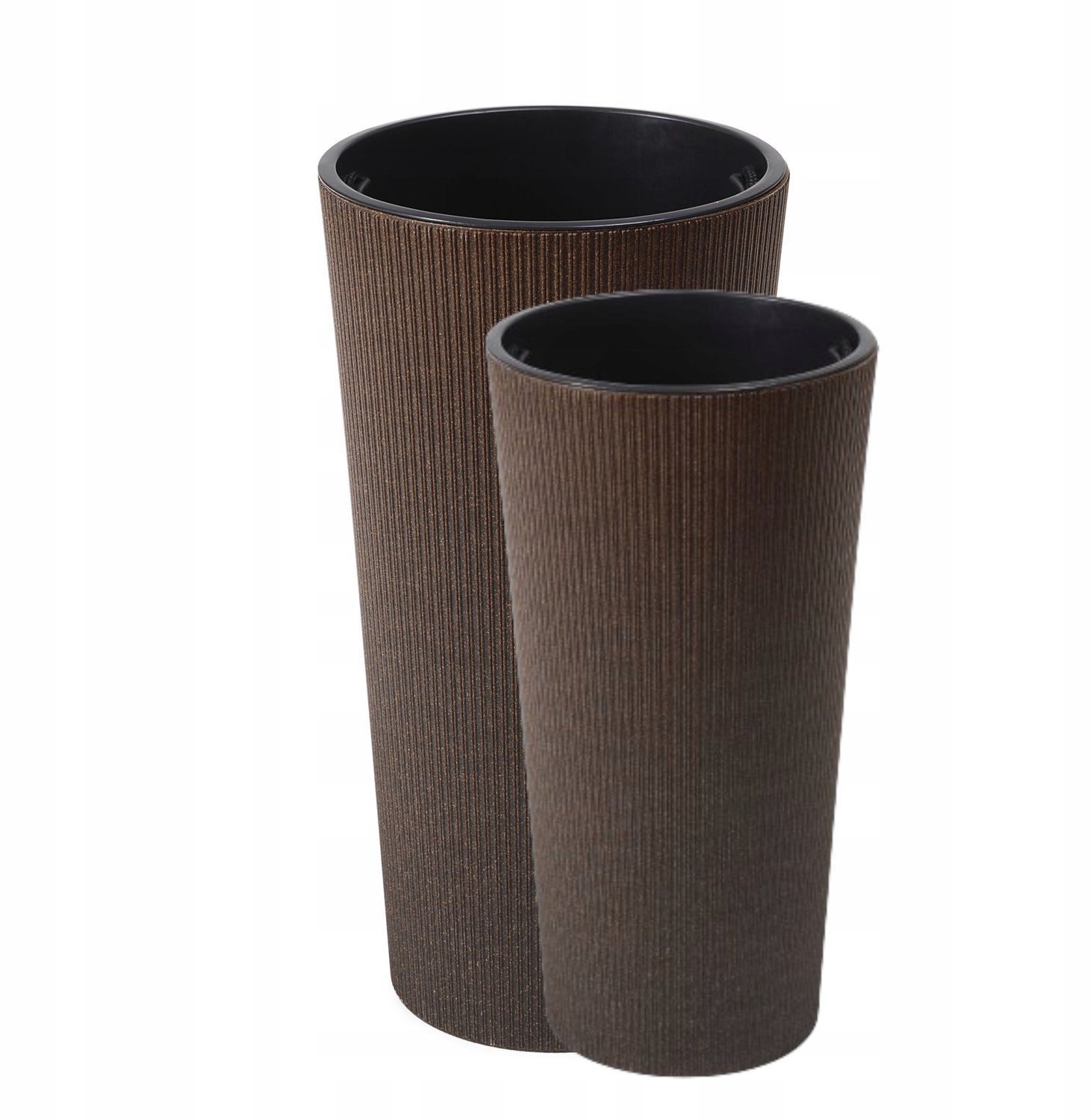 Set van 2x Lilia Jumper bloempotten ESPRESSO (h57+46cm) met inzetstukken