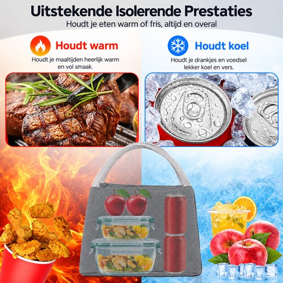 Kaiyaya - Koeltas groot 1 stuk - Houdt eten en drinken koel - 4-laags isolatie & waterdicht - Lunchtas met schouderband - Grijs, 25x30x23cm van kaiyaya — afbeelding 4