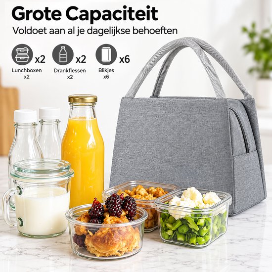 Kaiyaya - Koeltas groot 1 stuk - Houdt eten en drinken koel - 4-laags isolatie & waterdicht - Lunchtas met schouderband - Grijs, 25x30x23cm van kaiyaya — afbeelding 3