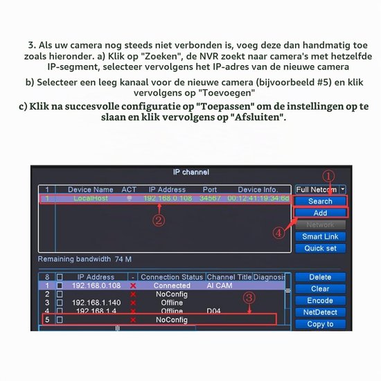 Beveiligingscamera Recorder - 4-Kanaals PoE NVR 5MP - H.265 Video Compressie - Ethernet Aansluiting - Voor IP-Camera's — afbeelding 4
