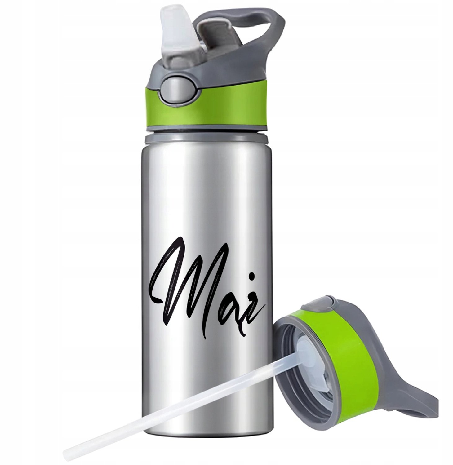 Aluminium Sport Bidon met Rietje en Handvat - 650ml